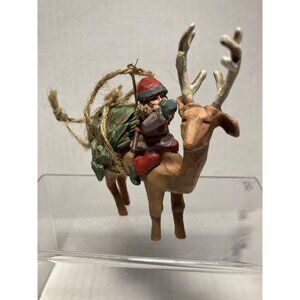 Hallmark Keepsake Ornament Home From The Woods 1995 Santa Riding Reindeer Rustic